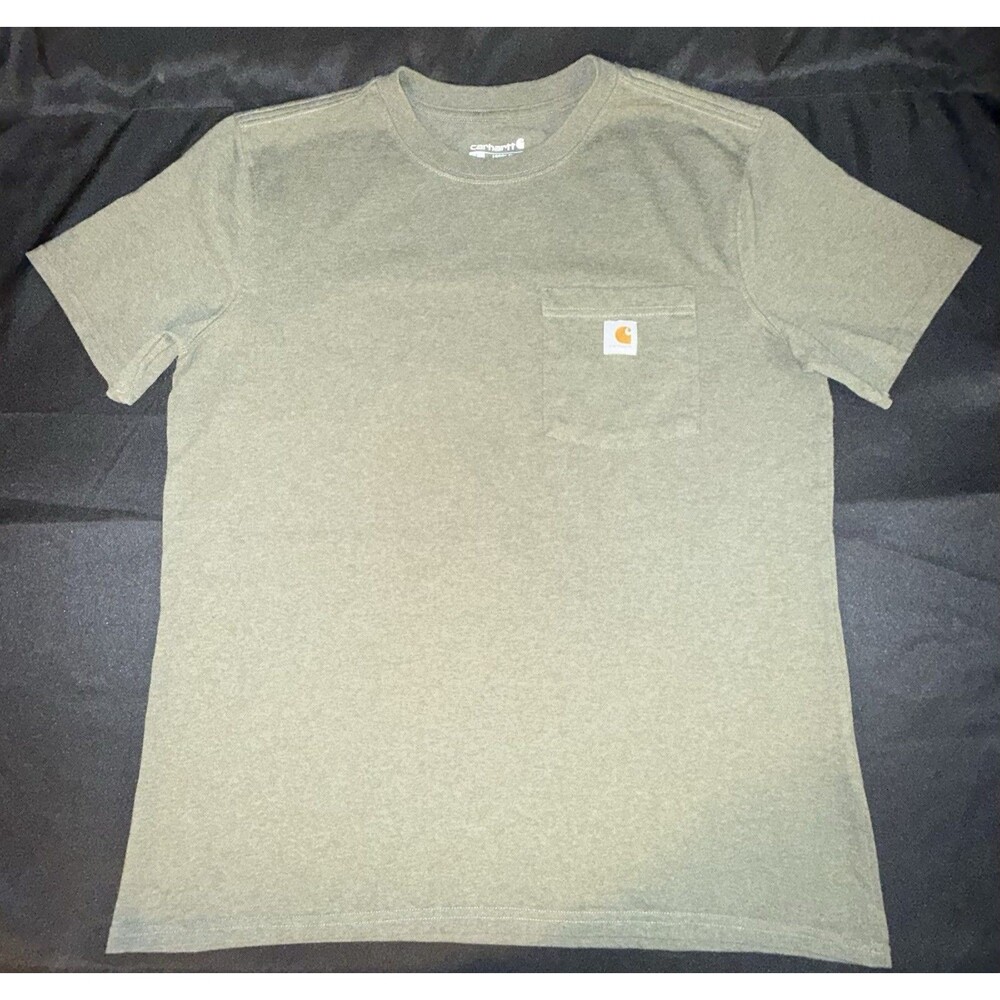 Carhartt Boys L 12-14 Olive Green Pocket T-Shirt Loose Fit Workwear Tee